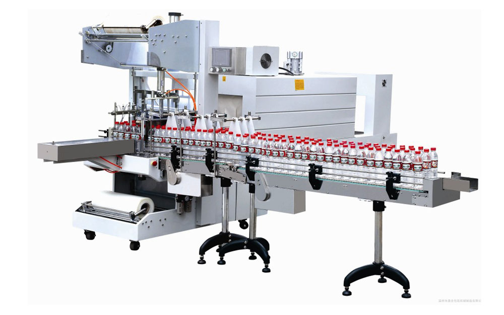 Semi-auto sleeve wrapper + PE film shrink packaging machine